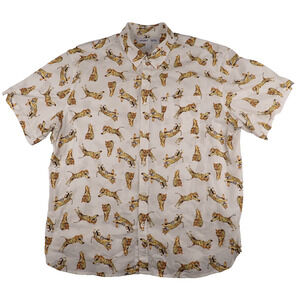 Vintage Retro Old Navy Bengal Tiger Shirt White Size 2XL Regular Fit Flex